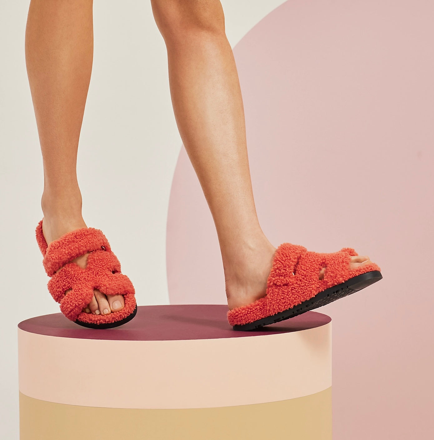 Fur hermes slides Clearance